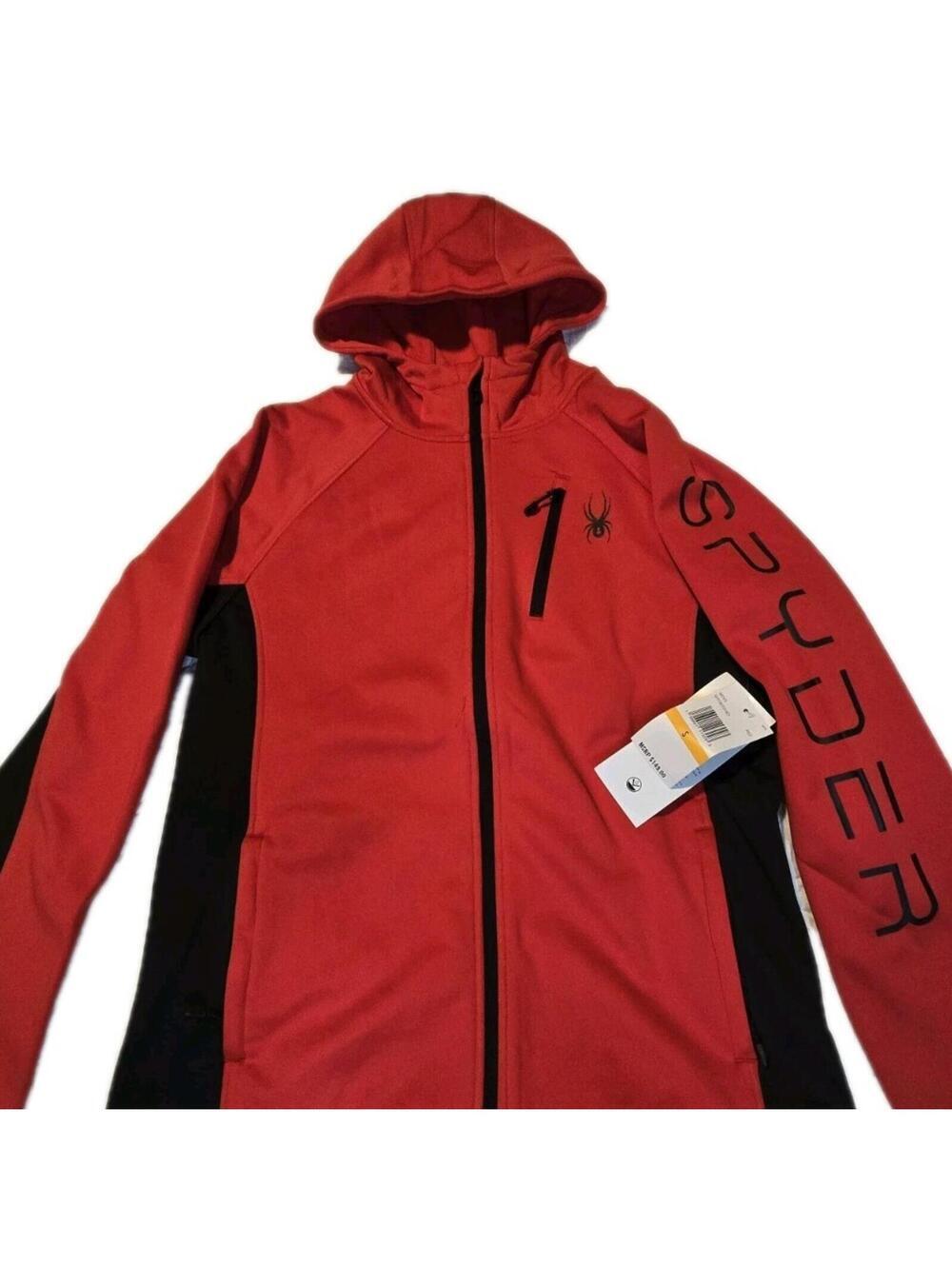 Spyder HydroWEB Waterproof Full Zip Hoodie Red Black Men's Small SPFFM203-601